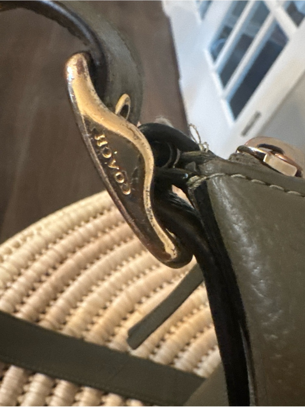 Coach Olive Green Pebbled Leather Crossbody with Gold Logo - Picture 5 of 11